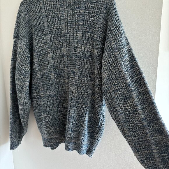 Vintage 80s Heather Blue and Gray Mens Cardigan - Picture 4 of 4